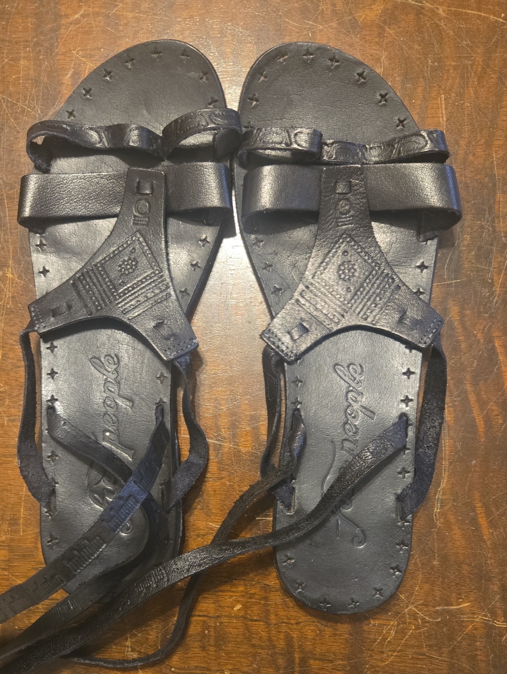 Free People Women's Black Wrap Ankle Leather Sandals - Picture 5 of 6